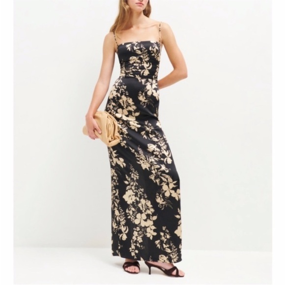 NEW Reformation Frankie Silk Dress Gisele 12 - Picture 13 of 17